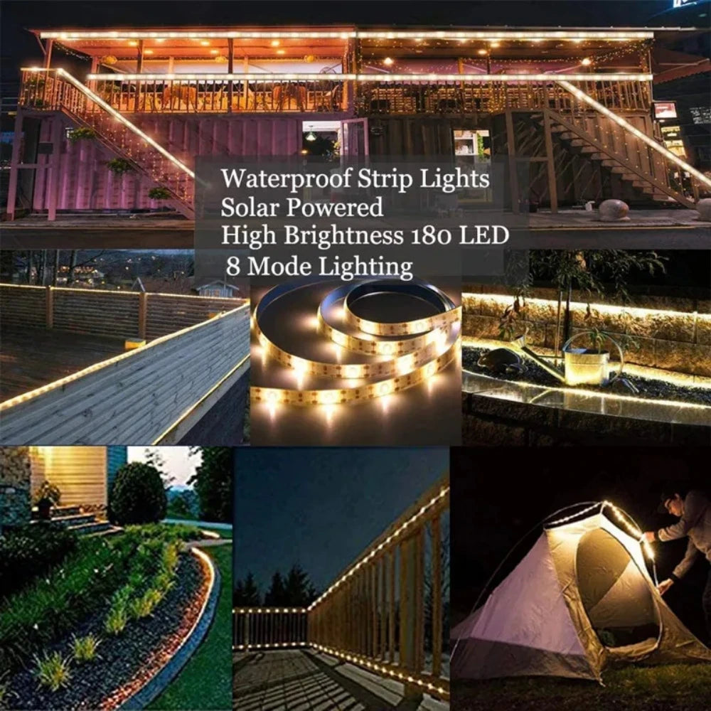 Solar LED Strip With Remote IP65 Waterproof 5V 2835 60Leds White/Warm White Flexible Ribbon Lamp Outdoor Courtyard Garden Light