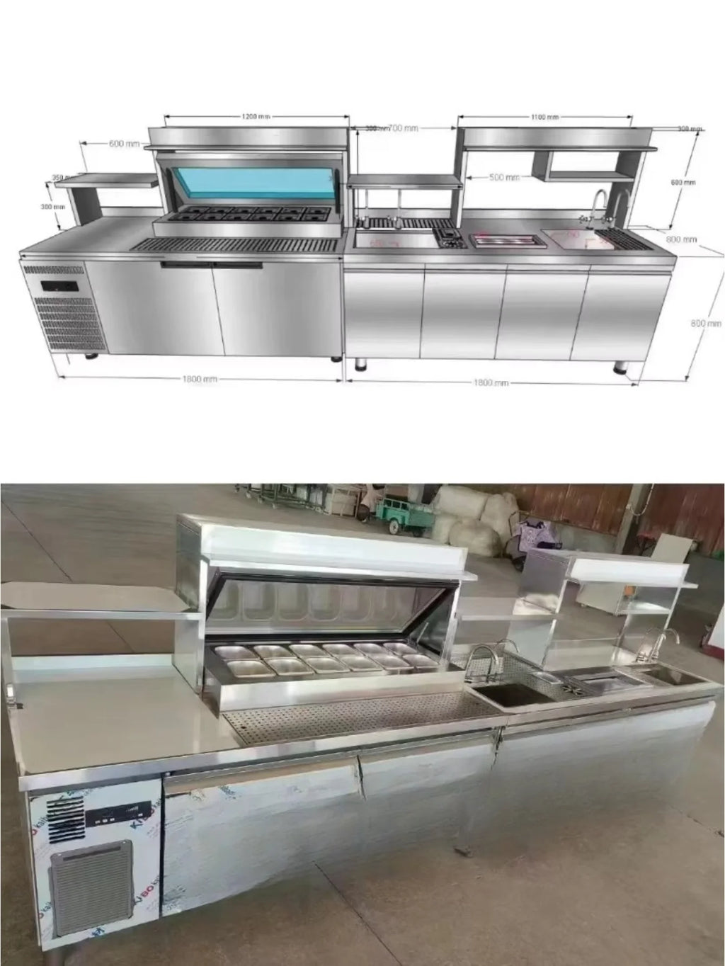 Custom Industrial Stainless Steel Kitchen Table Food Prep Workbench for Commercial Catering Kitchen