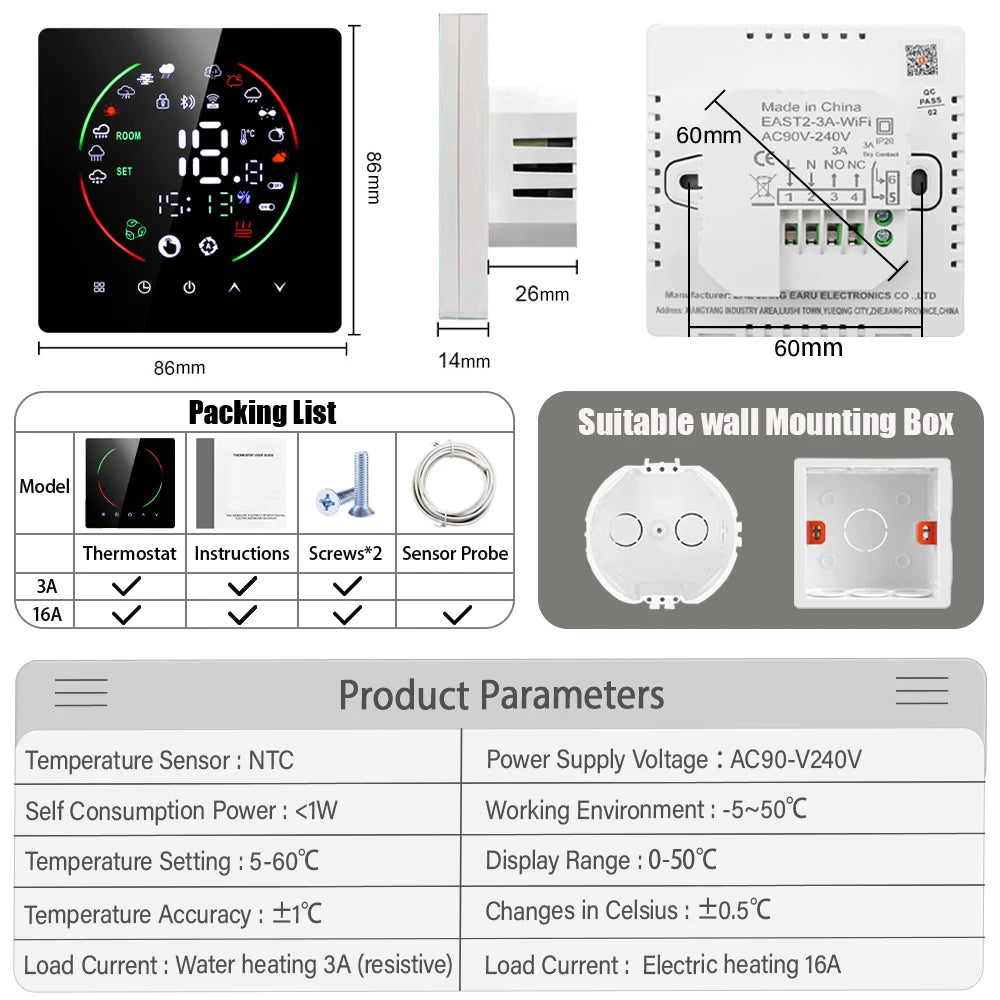 Tuya Smart Home Thermoregulator WIFI Warm Floor Thermostat for Electric Heating Temperature Controller Gas Boiler TRV
