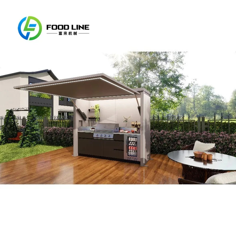 Customized Outdoor Kitchen Sink Station Luxury 304 Stainless Steel with Storage Cabinet and Built In Insulated Cooler Unit