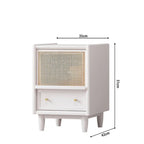 Rattan Weaving Bedroom Furniture, Bedside Table, Multifunctional Small Side Storage Cabinet, Solid Wood Night Stand Customized