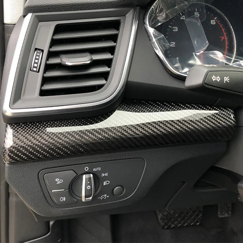Center console Carbon Interior Panel 7 Piece Set For Audi Q5 RSQ5 2018-2023 Carbon Fiber Interior Dashboard Door Trim Panel