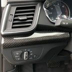 Center console Carbon Interior Panel 7 Piece Set For Audi Q5 RSQ5 2018-2023 Carbon Fiber Interior Dashboard Door Trim Panel