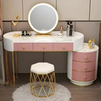 Pink White Vanity Table Women Luxury Nail European Big Stool Study Dressing Table Organizer Mesa De Maquillaje Home Furniture