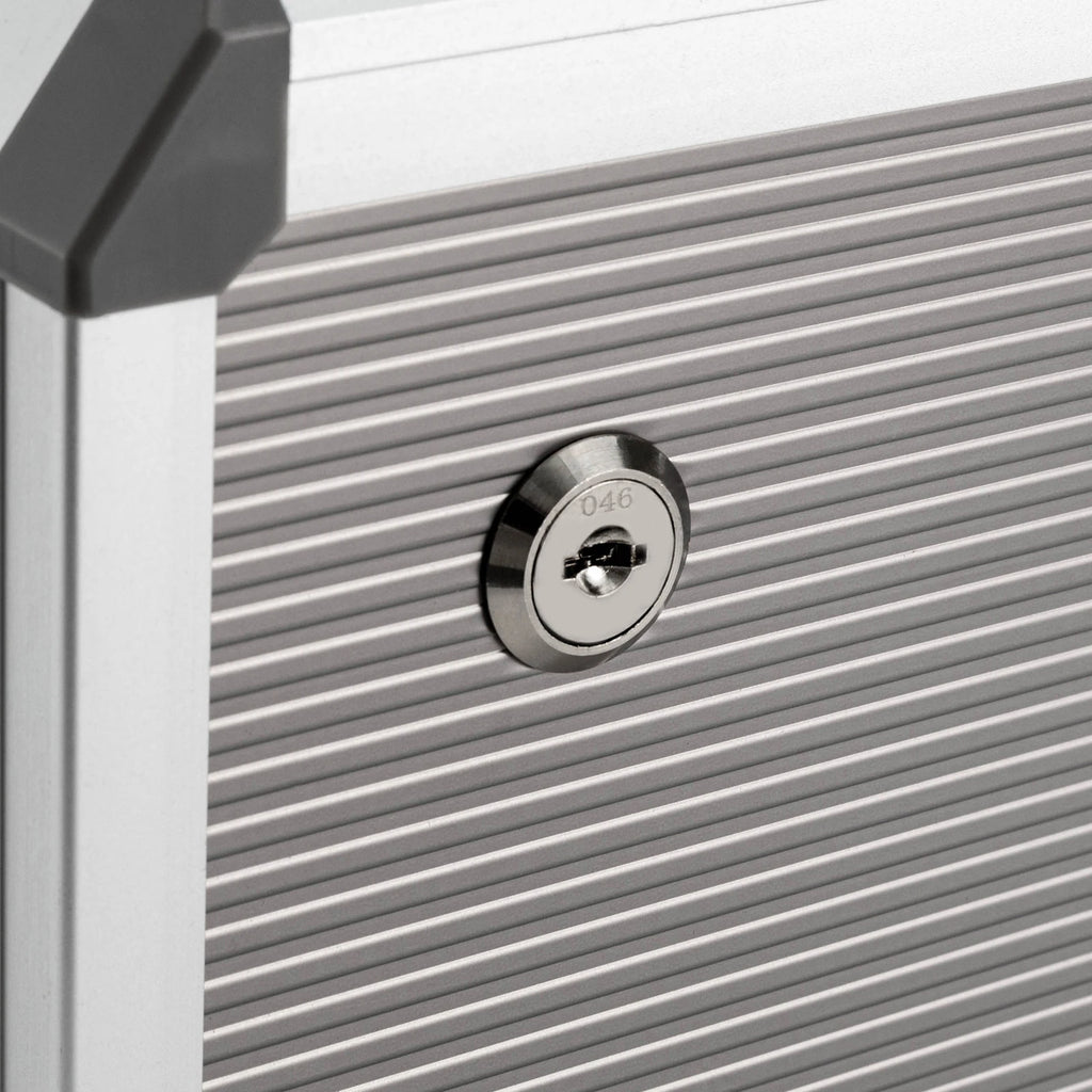 Silver Metal Drawer Box Lockable 4 Compartments DIN A4 Aluminium Alloy Document Storage Box Robust Organiser Box Document Box