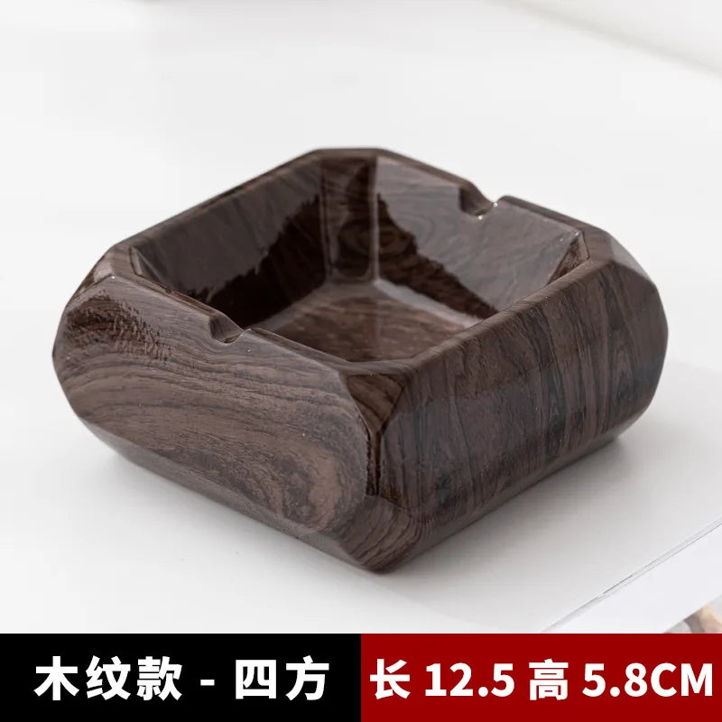 European-style Marble Texture Ashtray Creative Ceramic Ashtray Anti-flying Ash Office Living Room Modern Desktop Decoration