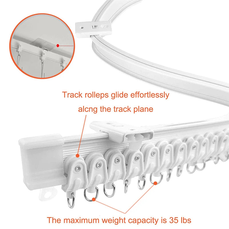 Non Punching Self-adhesive Curtain Track Flexible Bendable Wall Or Ceiling Installation Window Room Divider RV Curtain Track