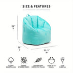 Mint plush bean bag chair, soft polyester, 2.5 feet, suitable for dormitory or living room, safe and durable