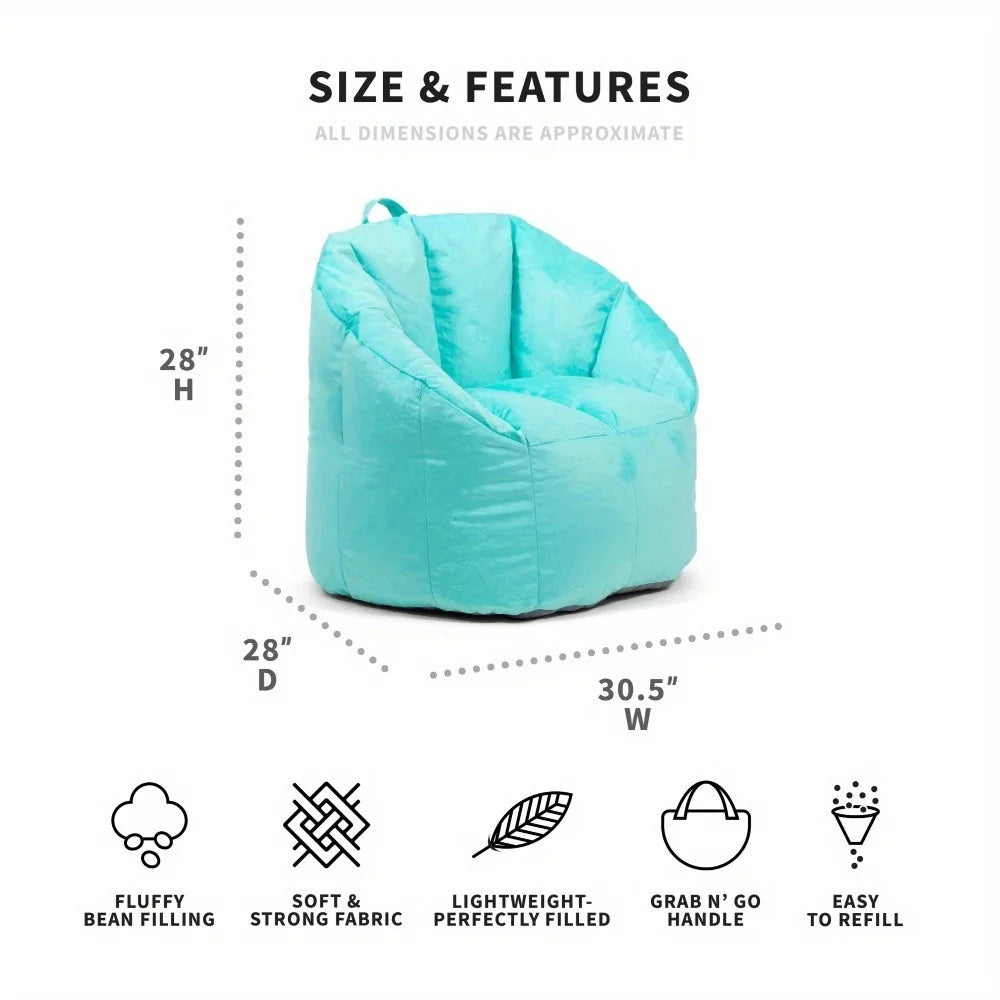 Mint plush bean bag chair, soft polyester, 2.5 feet, suitable for dormitory or living room, safe and durable