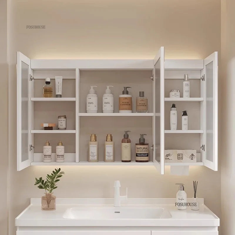 Bathroom Wall Mounted Mirror Cabinet Modern Smart Bathroom Cabinets with Mirror Creative Bathroom Storage Cabinet Home Furniture