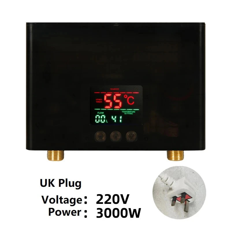 110V 220V Instant Water Heater Bathroom Kitchen Wall Mounted Electric Water Heater with Remote Control LCD Temperature Display