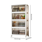 4 Tier Plastic Storage Containers with Doors & Wheels Foldable Organization Folding Storage Boxes for Living Room Bedroom Office