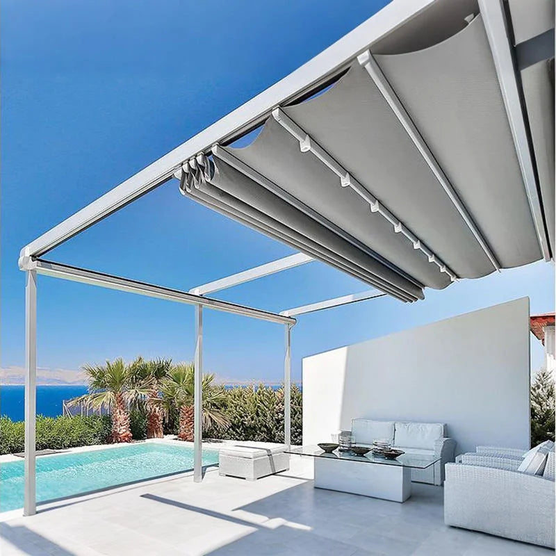 Outdoor Aluminium Folding Courtyards Terrace Outside 3X6M Pavilion Eaves Tents Gazebo Pergola Sunroom Door Awning Gazebos