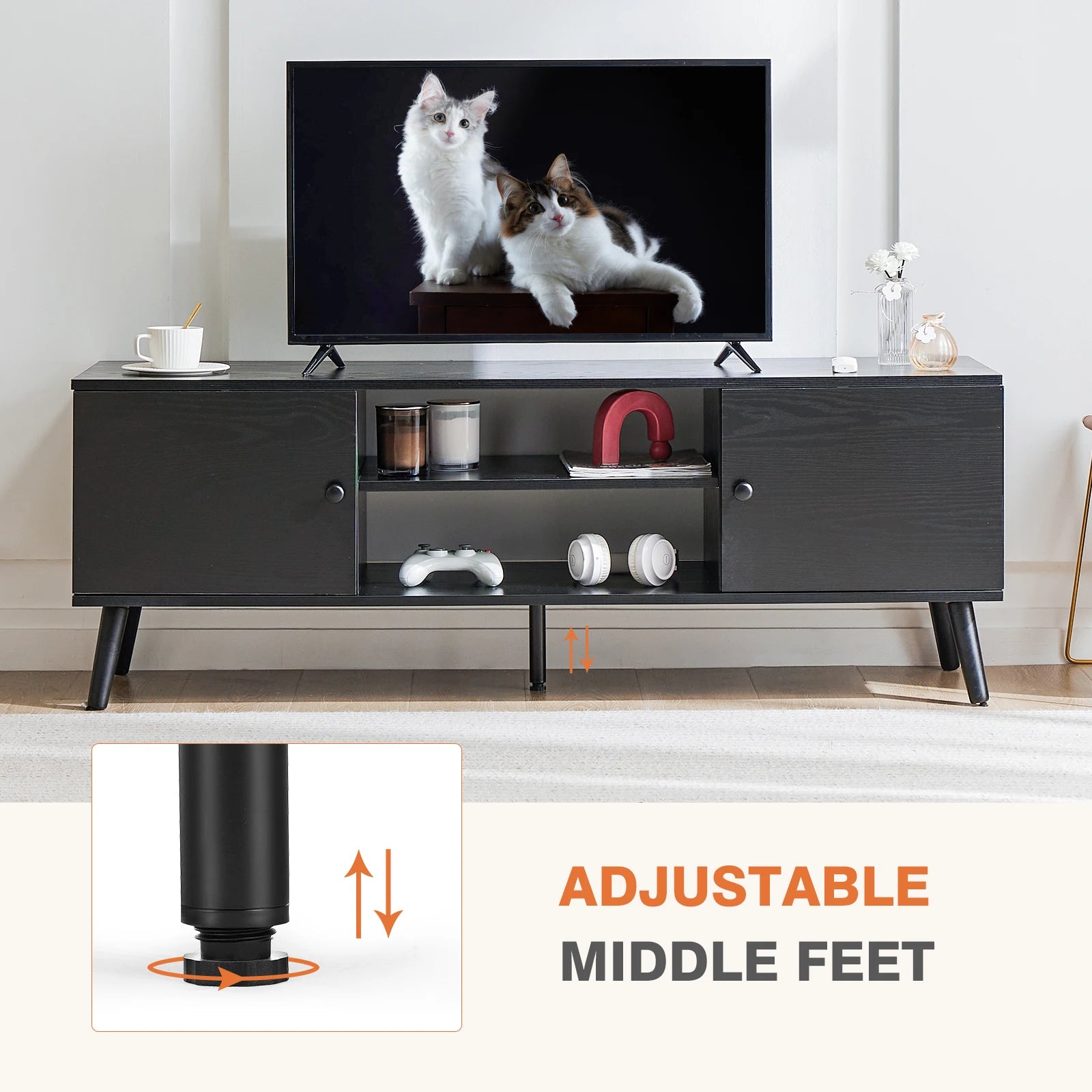Wooden TV Stand & Electric Fireplace