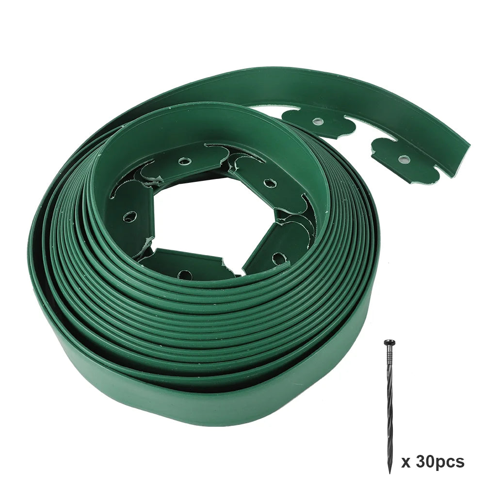 16.4ft Flexible Plastic Lawn Edging with Ground Anchors Garden Grass Lawn Edge Border Fence Path Outdoor Garden Decor