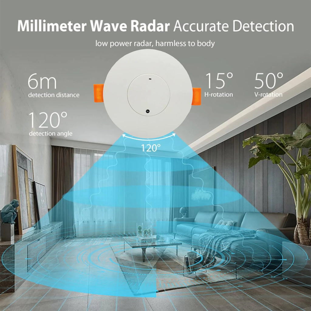 Smart Life Zigbee Human Presence Detector 100-240V Tuya  Radar Pir Montion Sensor Adjustable angle  Luminance Detection