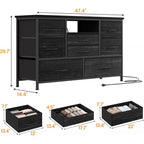 8-Drawer LED Dresser TV Stand with Power Outlet 55'' TV - Wide Storage Chest for Bedroom, Living Room & Entryway, Woo