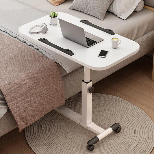 Overbed Table Adjustable Height Over The Bed Mobile Hospital Bedside Table With Tilting Desktop, Wheels, Rolling Standing Laptop