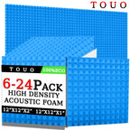 TOUO 6/12/24 Pcs Pyramid Acoustic Foam Sound Absorbing Studio Acoustic Treatment Noise Insulation For Walls Acoust Insulation