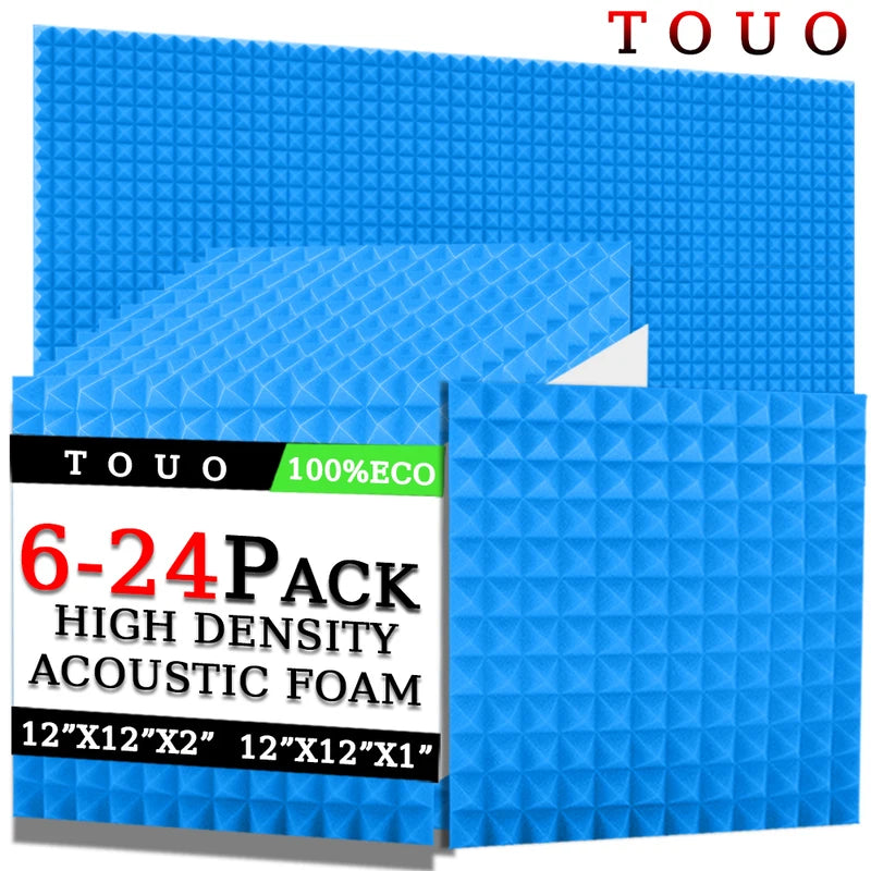 TOUO 6/12/24 Pcs Pyramid Acoustic Foam Sound Absorbing Studio Acoustic Treatment Noise Insulation For Walls Acoust Insulation