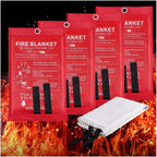 4 Size Square Fire Blankets Fiberglass Retardant Fire Suppression Emergency Survival Kit for People Home Car Kitchen Safety