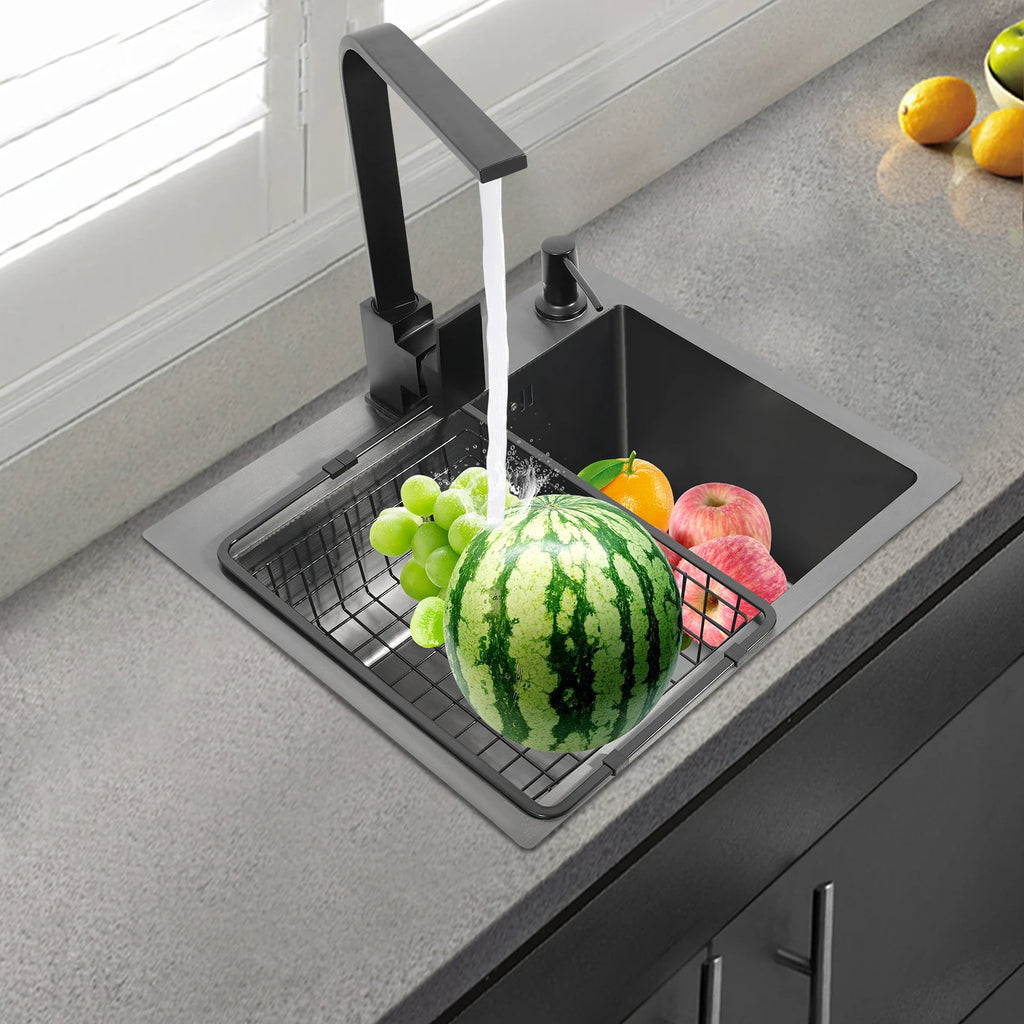 45*40*20cm 201 Stainless Steel Kitchen Sinks Recessed Sinks Sink Units Kitchen Taps Sinks with Drains Black