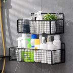 Kitchen Bathroom Storage Rack No Drilling Required Wall-Mounted Organizer Space-Saving Accessories Kit Supplies Essential