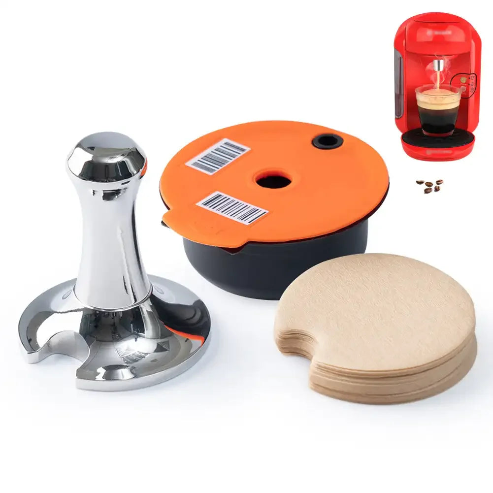 Coffee Capsule Pods for Bosch Tassimo Coffee Capsule Reusable Tassimo Pods Refillable Coffee Filters Pod with Silicone Lid Cap