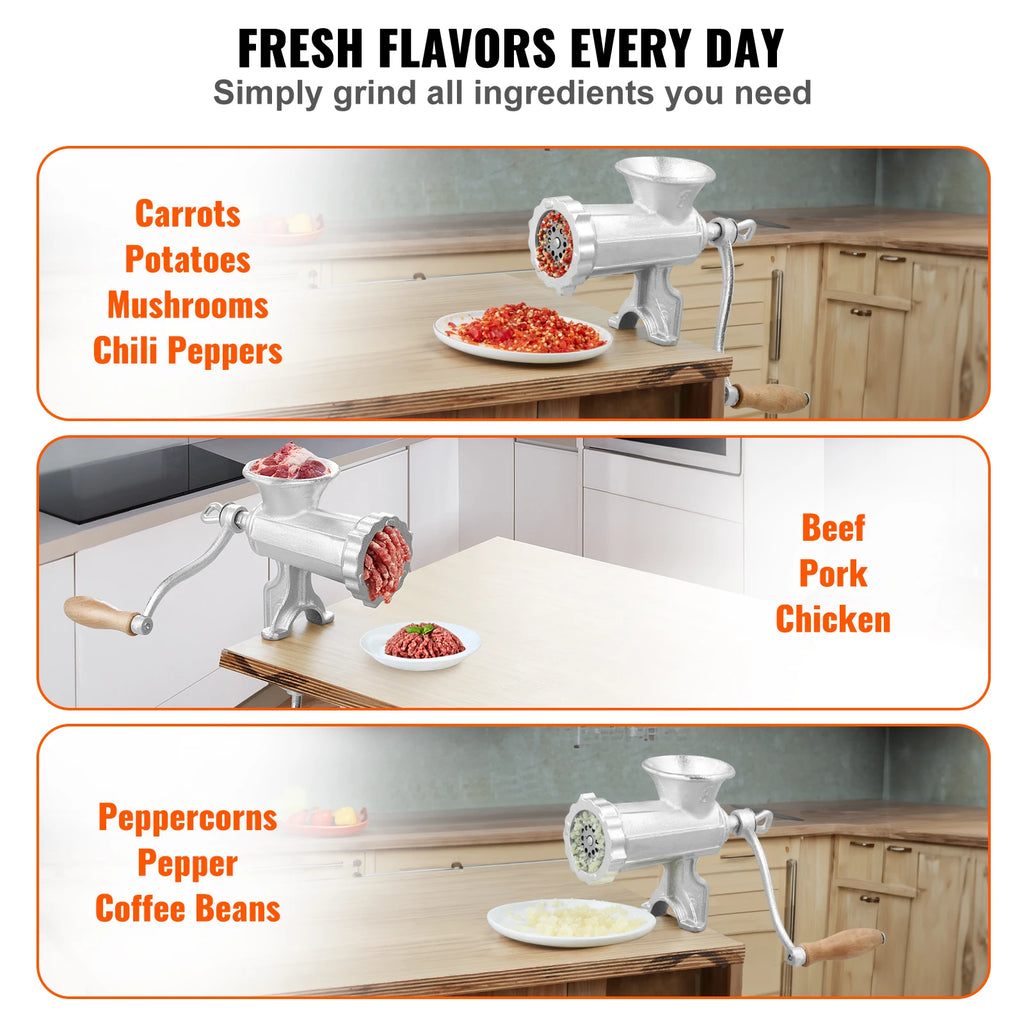SucceBuy Manual Mini Meat Mincer Food Processor Grinder Portable Chopper Blender Sausage Stuffer Steel for Beef Fish Home