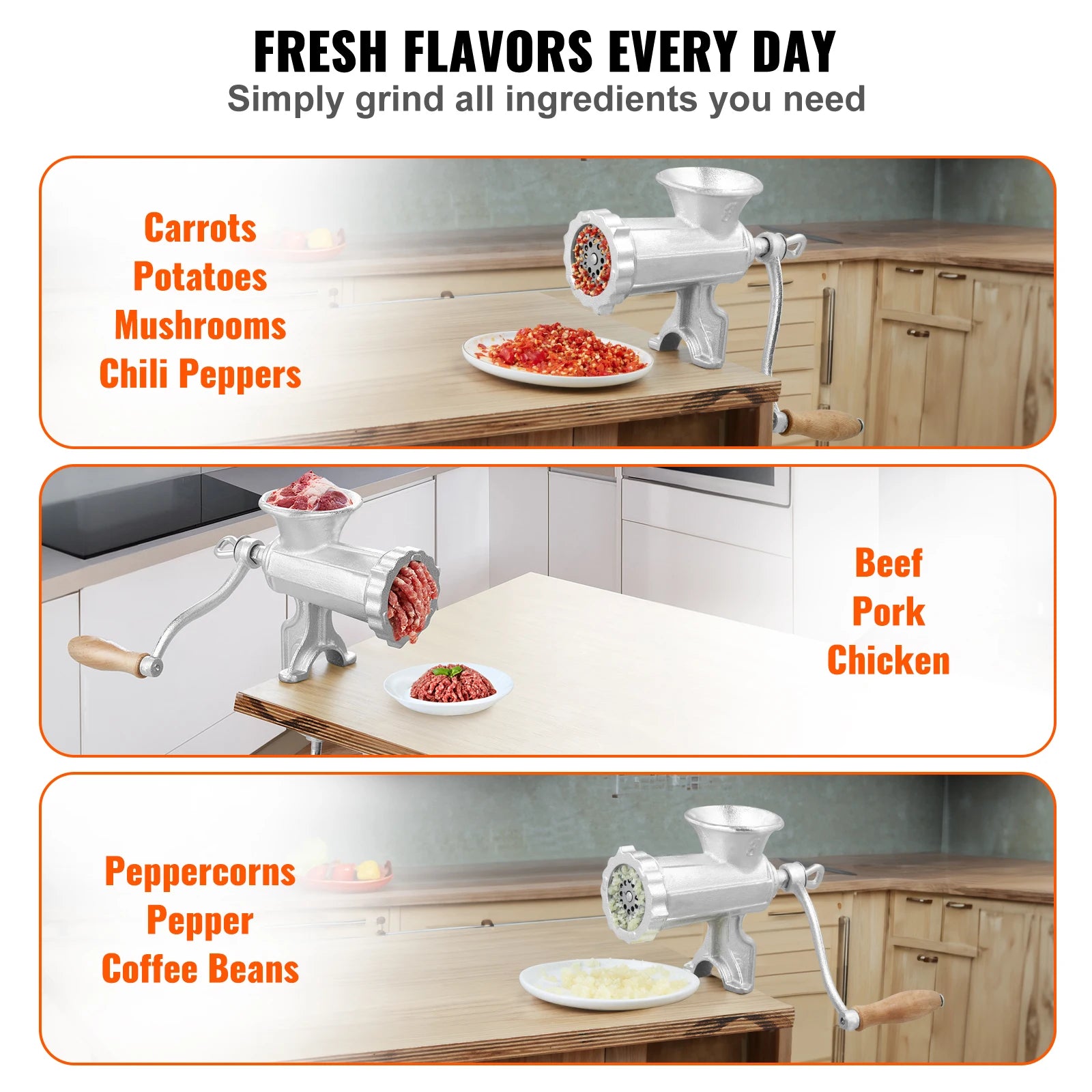 SucceBuy Manual Mini Meat Mincer Food Processor Grinder Portable Chopper Blender Sausage Stuffer Steel for Beef Fish Home