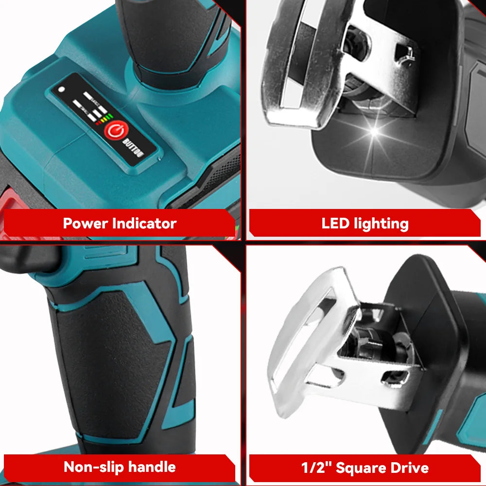 ONEVAN Brushless Cordless Electric Reciprocating Saw Electric Saw Variable Speed Metal Wood Cutter For Makita 18V Battery Pin