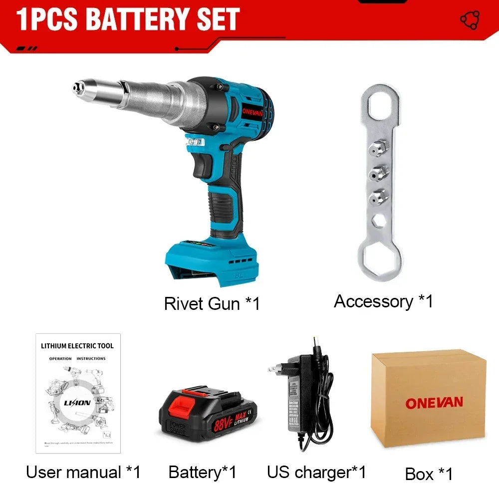 20000N Brushless Electric Rivet Gun 720W 2.4-5.0mm Cordless Rivet Nut Gun Drill Insert Auto Riveting Tool For Makita Battery Pin