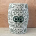 Hand Drawn Blue and White Porcelain Shoe Changing Stool Ceramic Drum Bathroom Neoclassical Imitation Sitting Stool Low Round