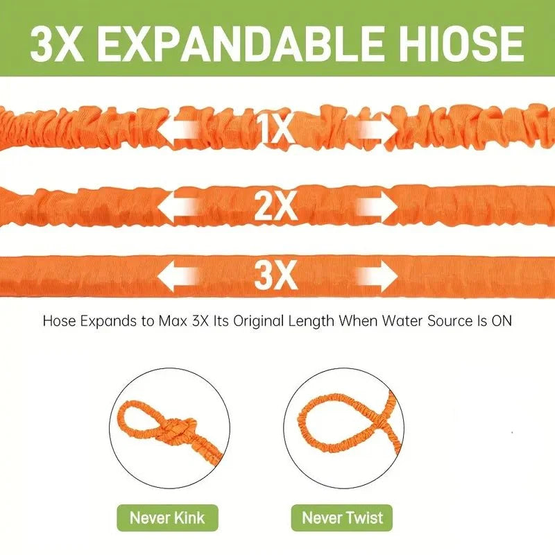 25FT-200FT Garden Hose Expandable Flexible Hose Courtyard Daily Irrigation Tool High Pressure Car Wash Clean Water Gun