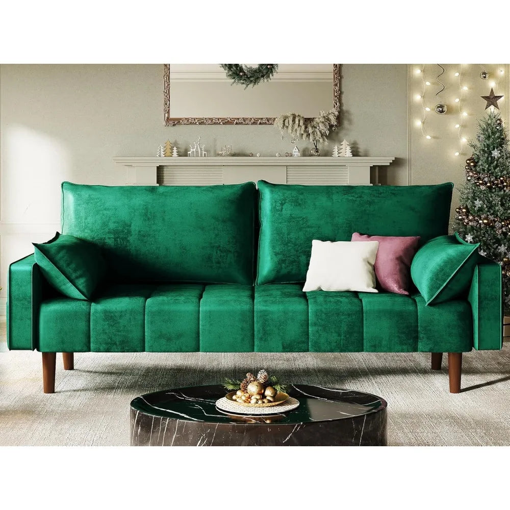 Modern Velvet 3-Seater Sofa