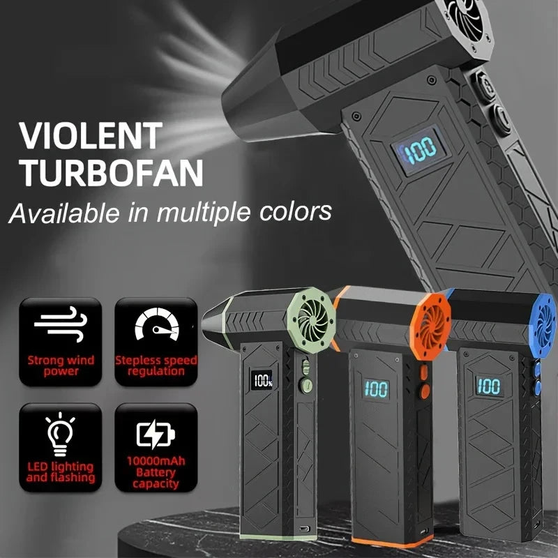 130000rpm Turbo Bladeless Electric Fan Air Duster Adjustable Wind Speed Violent Blower Rechargeablelight Portable Fan For Home