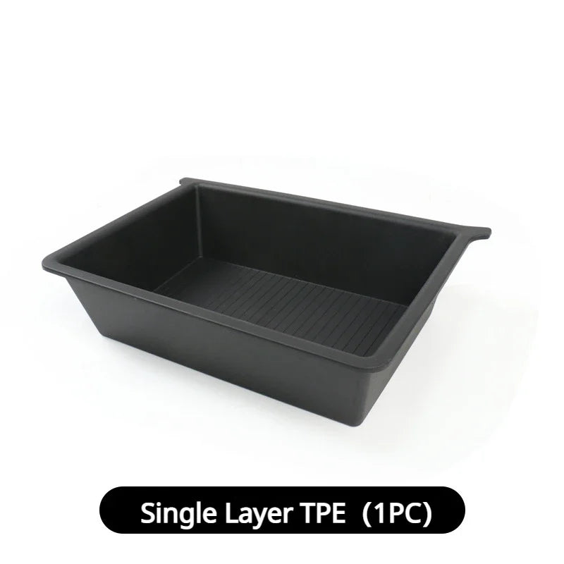 Front Underseat Storage Box for Tesla Model X Car Seat Push Pull Drawer TPE Hidden Storage Boxes Car Interior Accessories 2023
