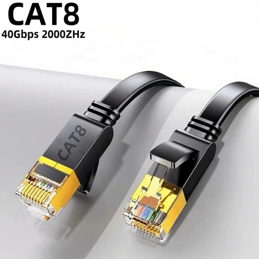Rj45 Cat 8 Ethernet Cable Flat Cat8 Network Cable LAN Internet 40Gbps 2000Mhz For Router Ps4 PC Laptop 0.5m - 5m 10m 15m 20m 30m