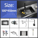 Black Nano Wash Basin Single Sink creative Stainless Steel Kitchen Sinks Drain Set Home Handmade Wash Basin Kitchen Accessories