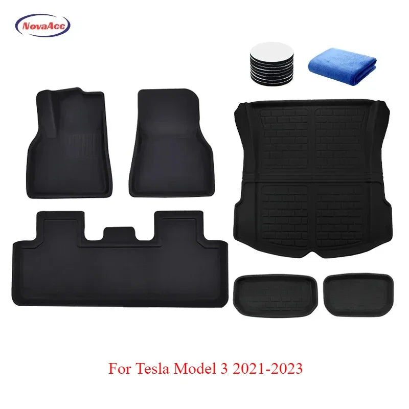 For Tesla Model Y 2017-2024 and Model 3 2021-2025 Highland All Weather Floor Mats Trunk Liners Full Protection Car Accessories