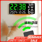 Large LED Digital Wall Clock Alarm Clock with Timing Function Remote Control Ambient Light for Living Room Office Bedroom Decor