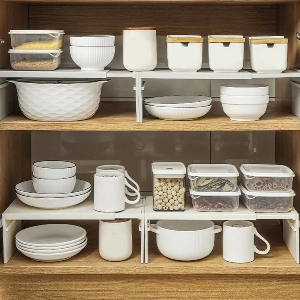 Modern Plastic Retractable Kitchen Shelf Adjustable Non-slip Dish Shelf Space Saving Minimalist Shoe Rack Pantry