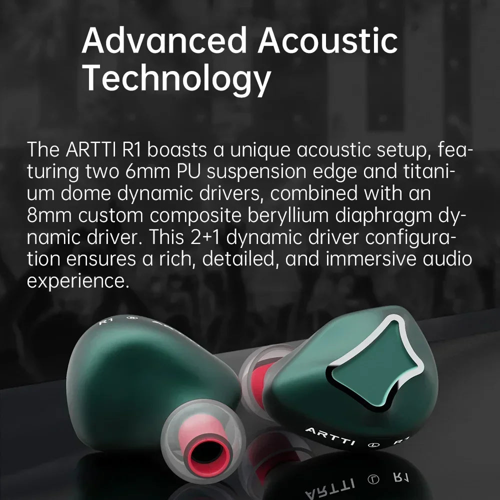 ARTTI R1 HIFI Earphones In-Ear IEMs 3DD Wired Earphone Triple Dynamic Driver Stereo Monitor Headphone with 0.78 2pin 3.5/4.4mm