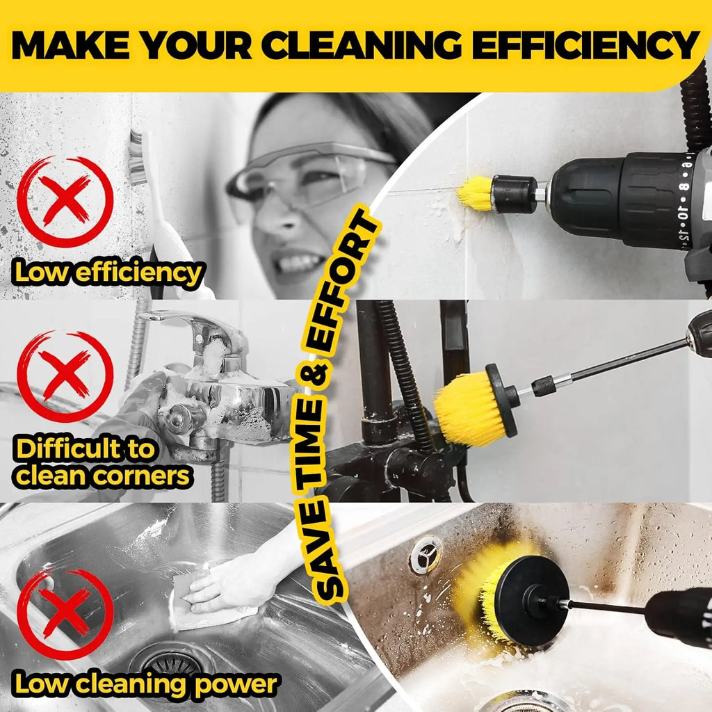 Electric Scrubber Grill Brush Kit 2/3.5/4'' Power Cleaning Brush for Car Bathroom Floor, Tub Shower Grout Nylon Attachments