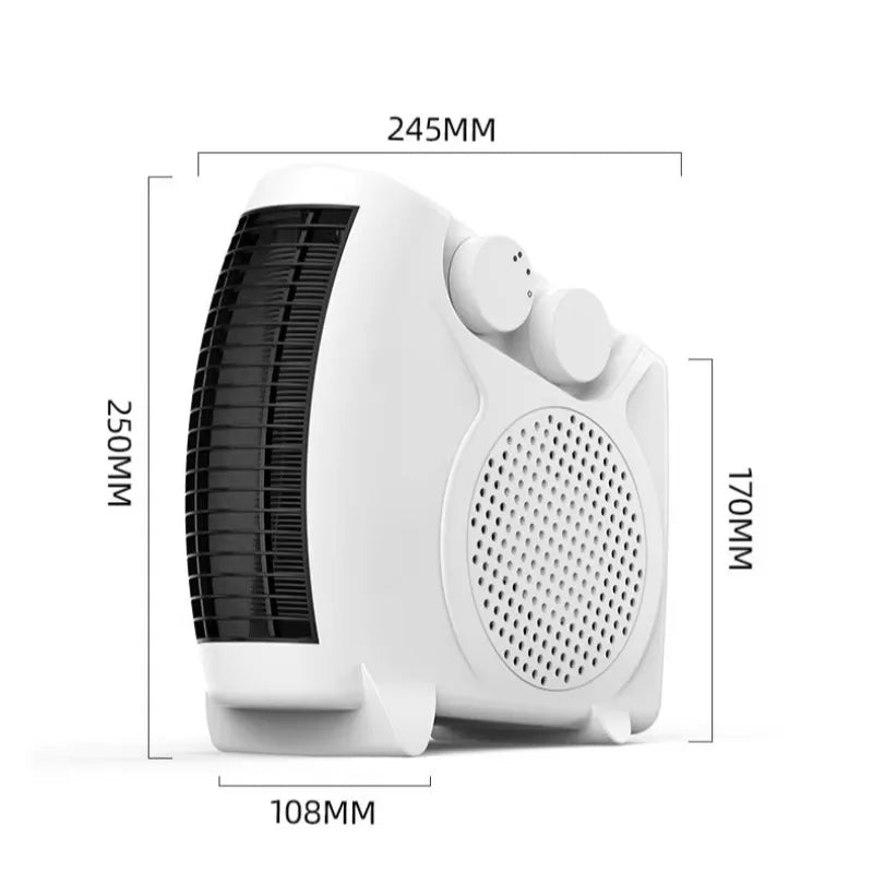 Universal Voltage Winter Warmer Desktop Electric Heater Fan 3 Gear Adjustable Warm Air Blower Ripple Heating for Bedroom Office