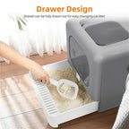 Foldable Cat Litter Box with Scoop & Sifting Tray - Enclosed Top/Front Entry | AlluCanFind