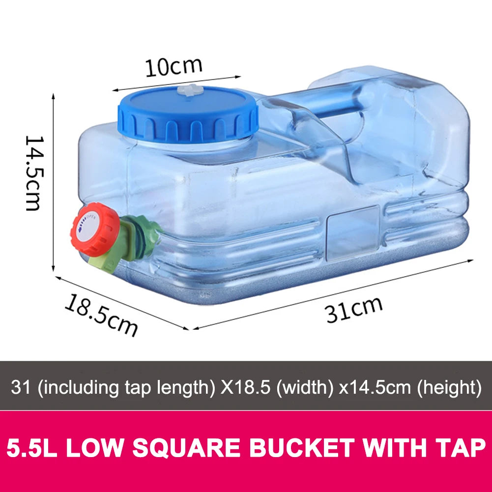 5.5/7.5/10/15L Camping Car Water Container PC with Faucet Water Storage Tank No Leakage Water Storage Bucket for Picnic Travel