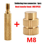 Brass Heating Soldering Iron Tip Tool Insert Nut for Plastic 3d Printing Holt Melt Nut Implant Connector M2 M2.5 M3 M4 M5 M6 M8