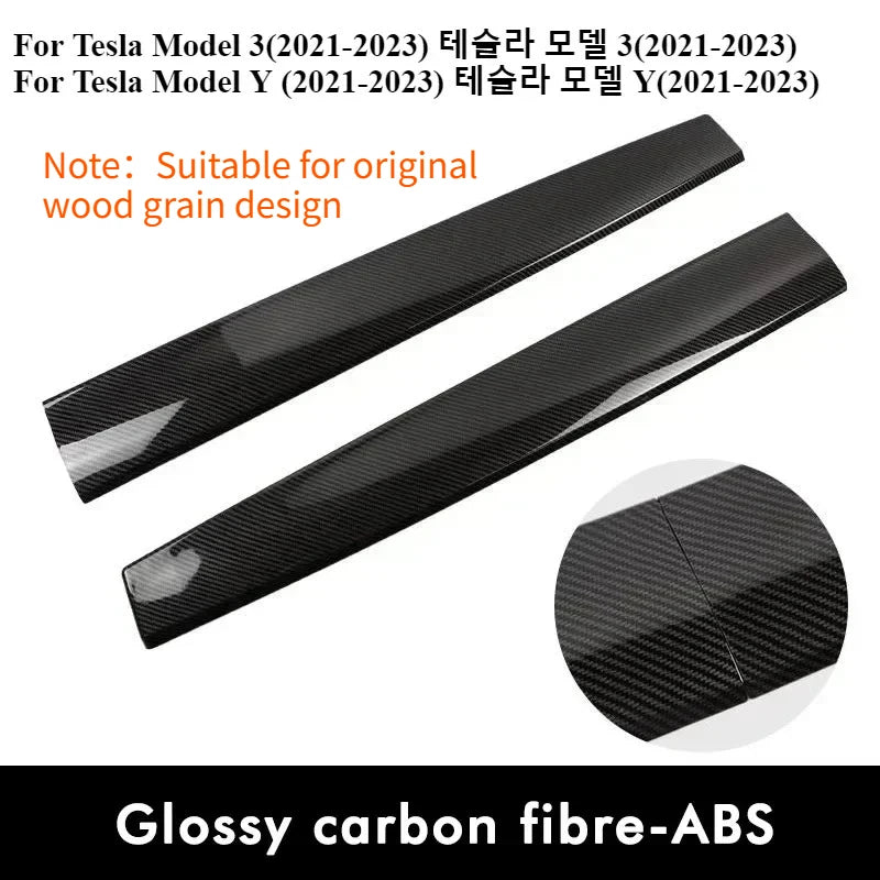 Car Door Side Trim Dashboard Cover For Tesla Model 3 Y Carbon Fiber Pattern Front Interior Dashboard Central Control Trim Strip