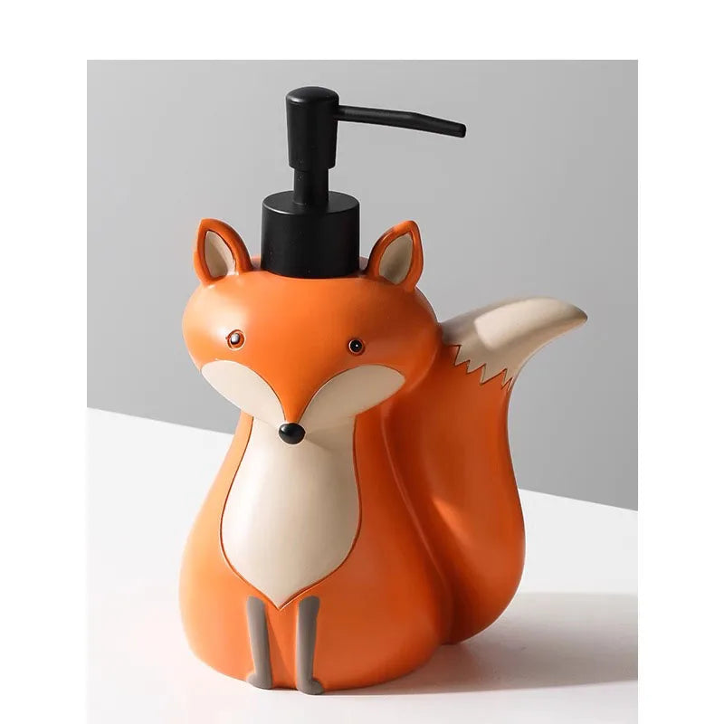 Cute Fox Soap Dispenser Bottle 320ML/500ML – Refillable Animal Design for Hand Soap, Shampoo, Shower Gel, Kids Bathroom Decor